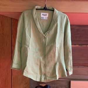 Flax Light Green Linen Blouse